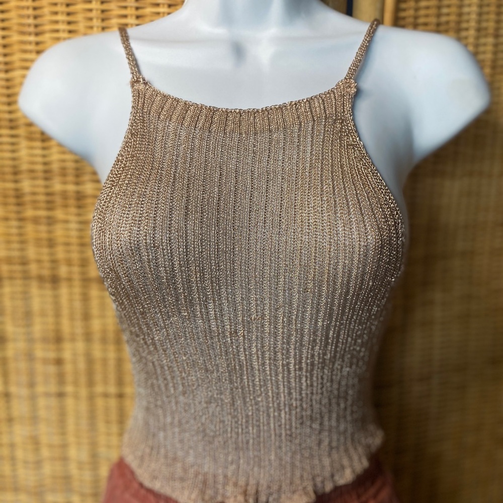 Elegant Tan Knit Women's Top